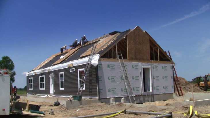 Modular home being built