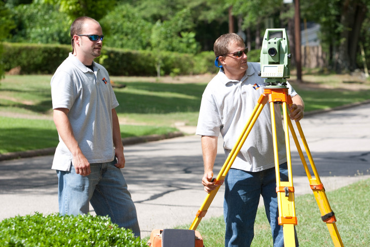 Surveying land boundary