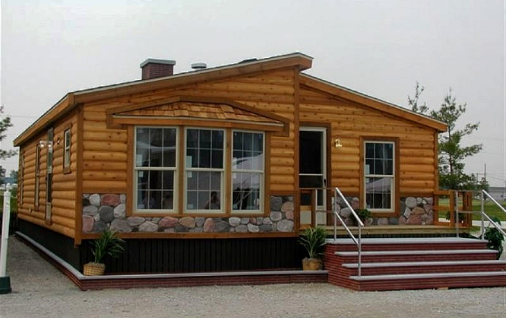 log cabin style mobile home