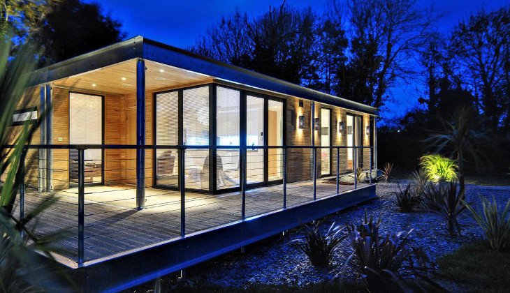 Night picture of modular home