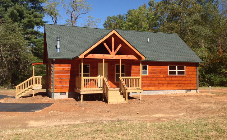 Sunny weather outside modular cabin