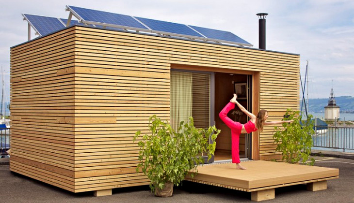 Yoga outside modular tiny home