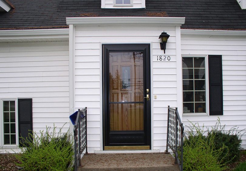 Clear storm door installed