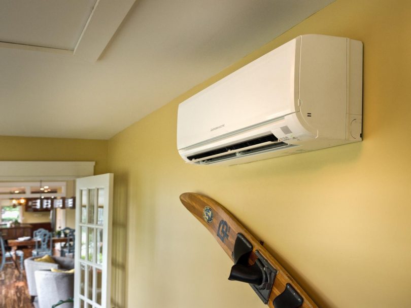 Ductless air conditioner on wall