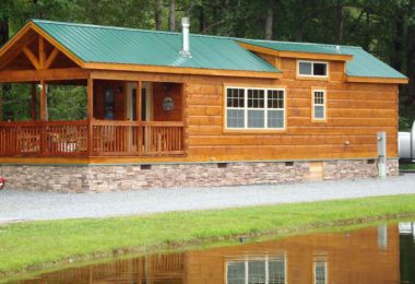 Log cabin by the lake