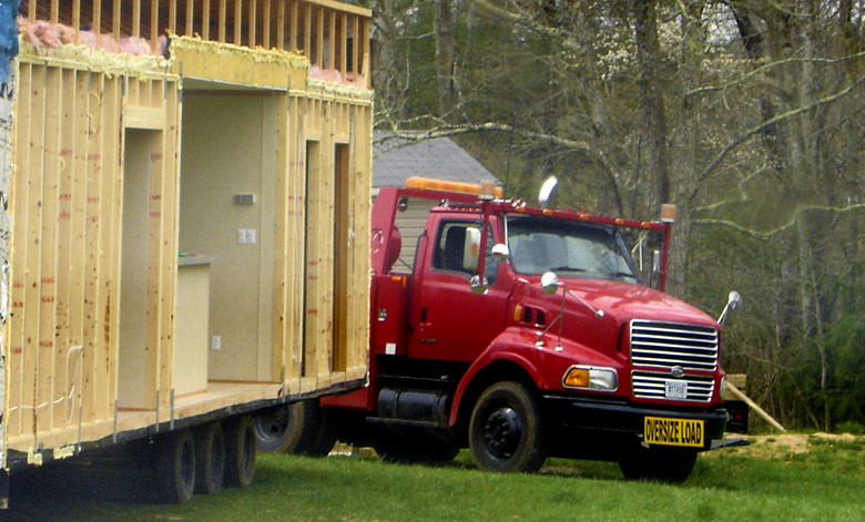 Red moving truck