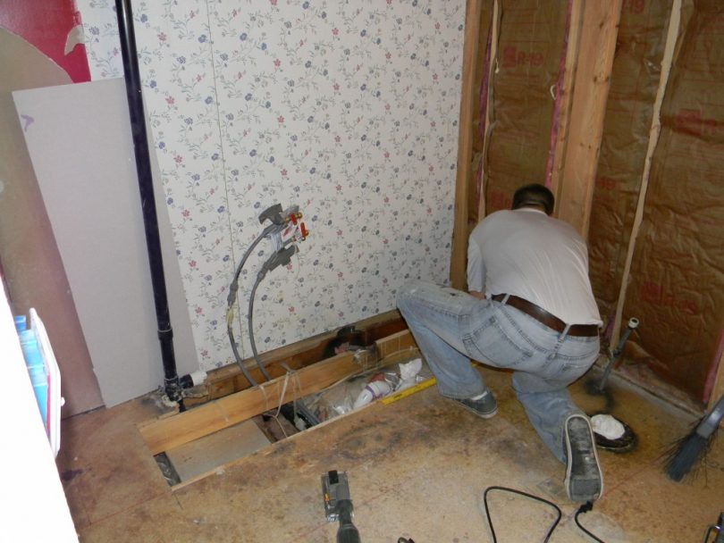 Renovating mobile home bathroom