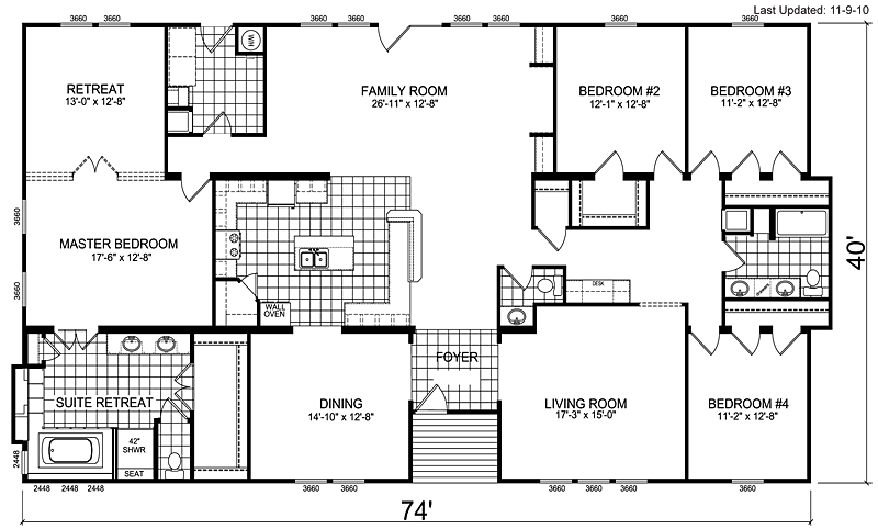 Sample triple wide floor plan