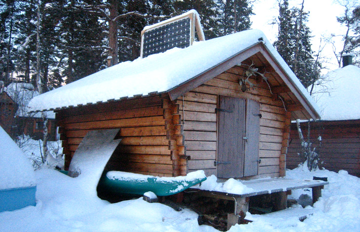 Solar powered log cabin