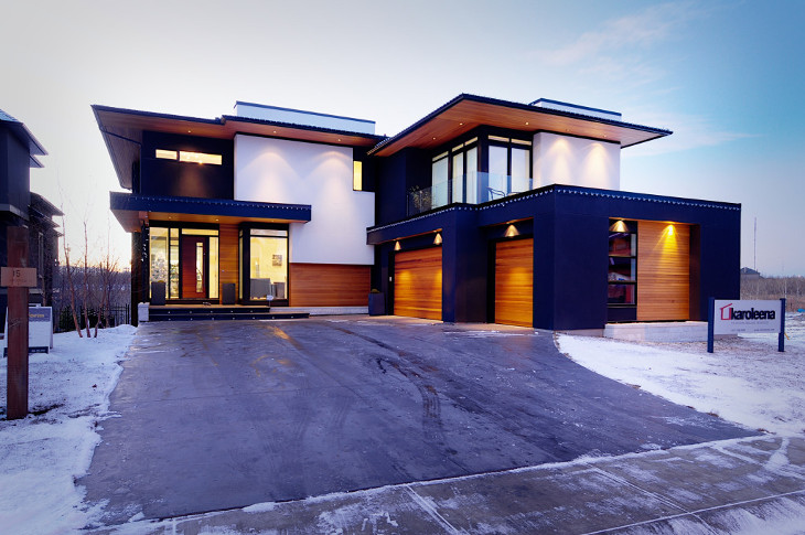 Driveway of modern modular home