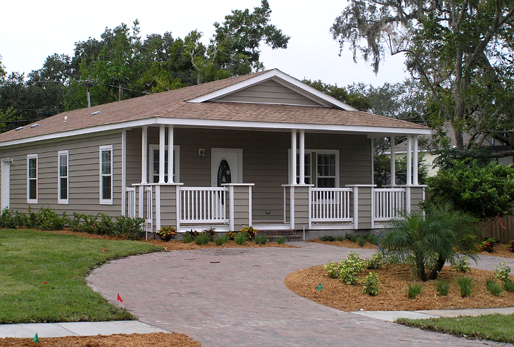 Front driveway of modular home