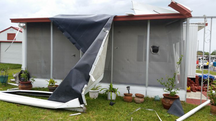 Mobile home damaged by storm