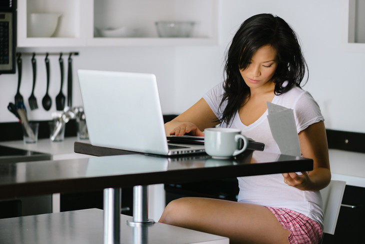 Woman working from home