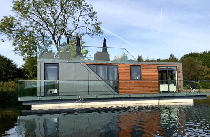 Floating prefabricated metal home