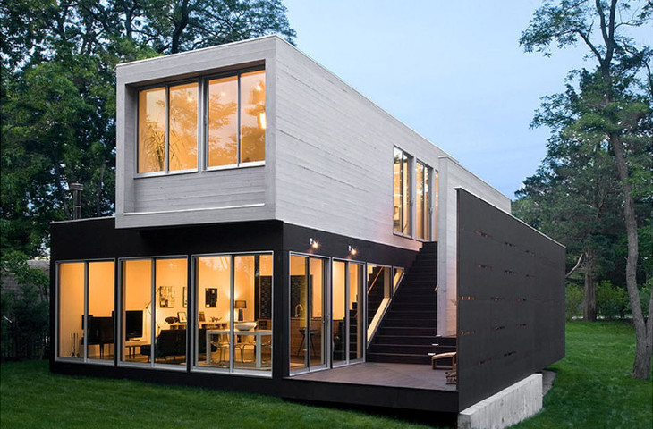 Modern shipping container prefab home