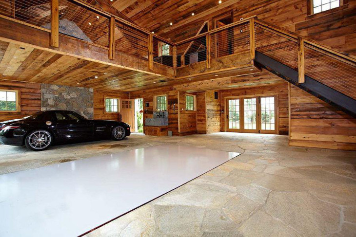 Prefab barn home interior garage