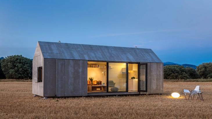 Prefab home on grassland