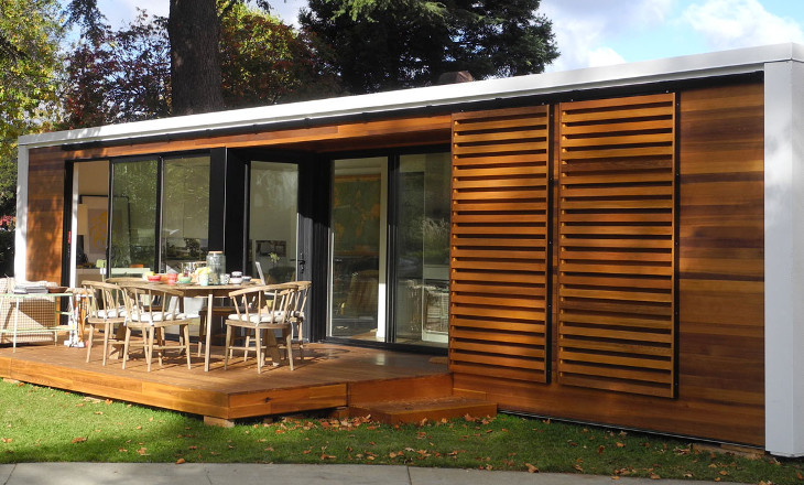 Small modular home sliding doors