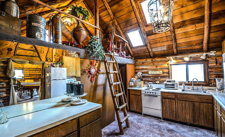 Inside a modular log home