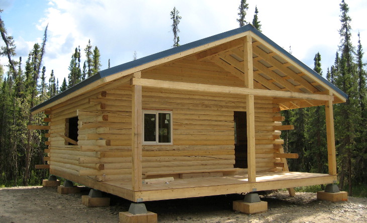 Newly installed modular log house