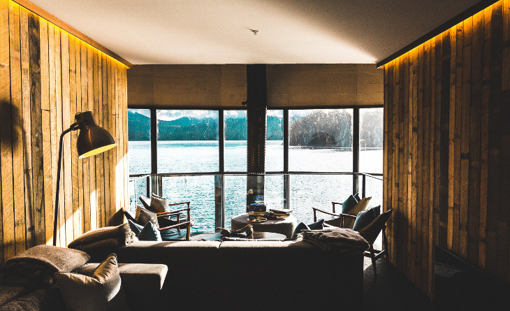 View from inside log home