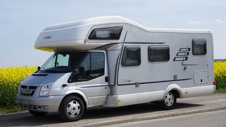 White mobile camper